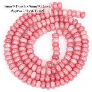 TEMU TEOWAKI 천연 로도나이트 비즈 - 5x8mm 핑크 레드 미네랄 스톤, 스피어리컬 론델 비즈 DIY 주얼리 만들기, 목걸이, 팔찌, 귀걸이용 루즈 비즈 - 여성 선물 & (천연석)