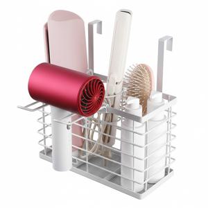 TEMU 드릴 불필요 벽걸이형 헤어 드라이어 홀더 - 케이블 후크가 있는 자가 접착식 욕실 정리함, 공간 절약형 알루미늄 랙 (블로우 드라이어, 헤어 아이롱 & 스트레이트너용), 깔끔한 블랙 디자인으로 깔끔한 보관, 욕실 정리 및 수납, 샤워 캐디