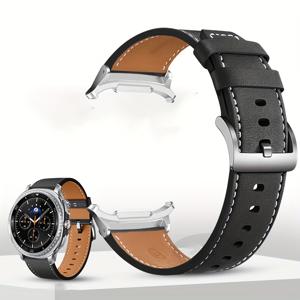 TEMU Samsung Galaxy Watch 8 및 8 Classic용 합성 가죽 스트랩 (40mm, 44mm, 46mm 사이즈). 남녀 모두에게 적합한 스타일리시한 버클 손목 밴드, Samsung Watch 8 Classic 및 8 스마트워치 액세서리.