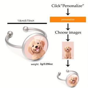 TEMU 1개 맞춤 사진 인쇄 316 스테인리스 스틸 조절 가능한 반지, 결혼식, 가족, 반려동물에 이상적 - 우아한 프렌치 스타일 휴일 선물 및 일상 패션 액세서리, 생일 선물, 발렌타인데이 & 우정 선물로 적합한 개인화 선물 반지|반지사이즈