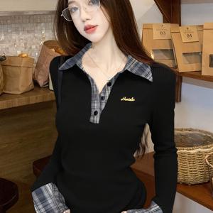 TEMU 여성용 겨울 따뜻한 긴팔 모크 투피스 재킷 - 체크 칼라 슬림핏 , 브라운/블랙/베이지 트렌치 코트 스타일 탑, 손세탁 가능한 오피스 & 캐주얼 아우터웨어 (비침 없음)