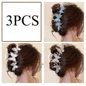 TEMU 3개입 신상 클로 헤어 클립, 업스타일용 대형 상어 클립 – 파티, 결혼식, 생일 및 일상복에 완벽한 우아하고 로맨틱한 헤어 액세서리