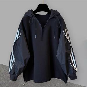 TEMU 트렌디한 패치워크 디자인의 후드 반지퍼 스웨트셔츠 - 여동생, 절친, 또는 나 자신을 위한 완벽한 캐주얼하고 다재다능한 외출복으로 적합합니다.