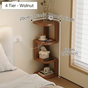 TEMU 1개 공간절약형 코너 침대옆장 - 이동식 선반 포함, 좁은 공간에 적합한 모던 선반, 침대옆, 주방, 욕실용 - 고무나무 영국 스타일 조립형|욕실선반