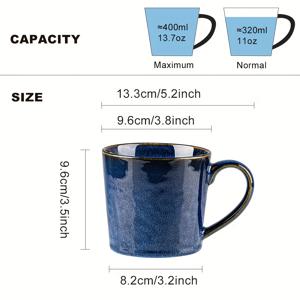 TEMU 블루 세라믹 머그, 대용량 물컵, 커피컵, 독특한 유약으로 도장, 쉬운 세척을 위한 매끄러운 표면, 우유컵, 아침 컵, 오트밀 컵으로 사용 가능. 그라데이션 블루 | 크리에이티브 컵, 세라믹 컵, 커피잔 세트, 도자기 머그컵, 커피잔