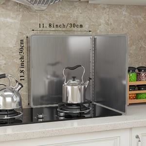 TEMU 가스레인지 오일 스플래시 가드 & 내열 스플래시 방벽 - 헤비듀티 스테인리스 스틸 블랙 프레임 (가스/쿡탑 호환) - 그리스 방지 주방 가전, 가스 버너 스토브 보호 패널
