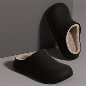 TEMU 남성용 EVA 쉘 겨울 슬리퍼, 플리스 안감 - 슬립온 방한 실내/외 하우스 슈즈, 부드러운 EVA 밑창 & 둥근 토 디자인, /브라운/레드/|여성슬리퍼