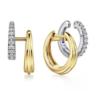 TEMU 1쌍 RYYM - 도금된 투톤 원형 후프 귀걸이, 여성 & 남성용 - 레트로/모던 스타일, 데일리 웨어 & 파티 주얼리, 4월 탄생석 (-내구성을 위한 코팅)