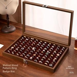 TEMU 고급스러운 빈티지 귀걸이 케이스 (링 1개 디스플레이용), 산화 방지 기능 및 대용량 특징. 링 100개 수납 공간이 있어 귀걸이를 전용 공간에 보관하도록 합니다. 거실에 놓는 J에 적합합니다.