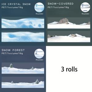 TEMU 3롤/봉투 불규칙 모양 테이프, PET 재질, 눈이 내리는 풍경 시리즈 장식, 플래너 문구 물리 다중 장면 장식 스티커, 완벽한 생일 기념일 선물, 다이어리 스티커, 마스, 롤테이프, 와시 마스킹테이프, 와시테이프, 마스킹 테이프, 키스컷 마스킹테이프