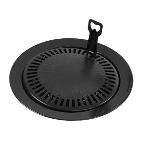 TEMU REDSUN 논스틱 한국 BBQ 그릴 팬 (듀얼 핸들) - 무연 휴대용 가스레인지 호환 그릴판, 고강도 알루미늄 합금 구조, 실내/외 캠핑, 가정 및 레스토랑 사용을 위한 스타일리시한 현대적인 디자인 - 한국 요리에 적합