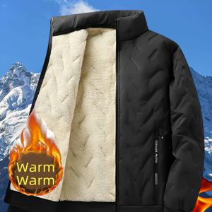 TEMU 플리스 안감 슬림핏 재킷 | 따뜻한 안쪽 포켓 및 지퍼 포켓, 캐주얼 가을/겨울 남성용 코트, 스탠드 칼라 및 긴소매