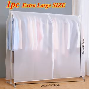 TEMU 1개 특대형 옷장 커버 - 투명 앞면 패널이 있는 튼튼한 플라스틱 옷장 정리함, 지퍼 잠금 방식의 방진 의류 보관, 침실, 옷장 또는 이사용 공간 절약형 디자인 - 표준 옷걸이와 호환 가능