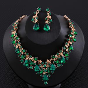 TEMU 투피스 세트, 유럽 및 미국 엘레강스 스타일 합금 인조 패션 신부 세트 귀걸이 + 네클레슬, 연회 및 결혼식용, 선물, 신부 웨딩 주얼리, 브라이덜 주얼리, 신부 귀걸이, 신부 목걸이, 신부