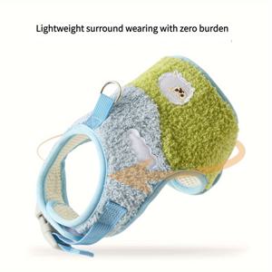 TEMU 강아지 가슴 하네스 및 리드줄 세트, 샌드위치형 탄성 통기성 메시 구조, 압박 없이 편안한 초경량 소형견용