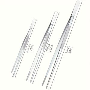 TEMU 3개입 헤비 듀티 스테인리스 스틸 집게 세트 (긴 손잡이 포함) - 튼튼한 구조, 미끄럼 방지 그립, BBQ, 아이스, 샐러드, 스시, 피자, 샌드위치, 캠핑용 - 상업 및 가정 주방, 레스토랑, 야외 요리 - 간편한 세척 및 녹 방지