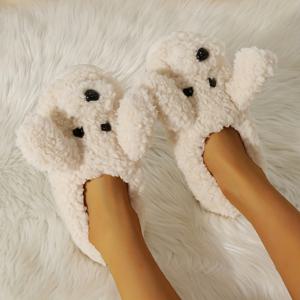 TEMU 여성용 슬리퍼 - 부드러운 EVA 밑창 플러시 겨울 실내화, 귀여운 얼굴 & 눈, 아늑한 실내/외 신발, 집, 사무실, 튼튼한 구조, 재미있는 디자인, 오피스룩, 캐주얼 외출 - 따뜻하고 편안한 선물 아이디어|사무실슬리퍼