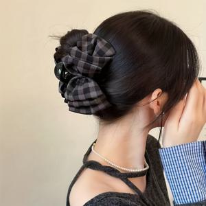 TEMU 1개 여성용 우아한 체크무늬 헤어 클립 - 스위트 깅엄 체크 버블 헤어핀 & 체크 패턴, 파스텔 ///, 업스타일, 포니테일용 부드러운 패브릭 헤어핀, s 헤어 클립, 장난기 넘치는 디자인