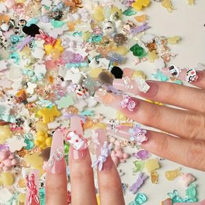 TEMU 100개 미니 귀여운 곰, 고양이, 토끼 & 캐릭터 치비 피규어 - DIY 공예, 슬라임 장식, 폰케이스 스티커, 스크랩북용 - 소형 수집용 피규어 (100개)|슬라임