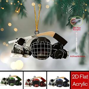 TEMU 2D 플랫, 1개/4개 아이스 하키 헬멧 및 스틱 2D 아크릴 펜던트 차량 펜던트 휴대폰 펜던트 백팩 펜던트 벽 장식 창문 장식 파티 용품