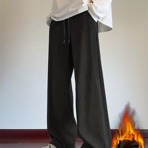 TEMU 남성용 코듀로이 캐주얼 바지 | 레그, 드로스트링이 있는 탄성 허리, 사이드 포켓, 미드 웨이스트, 여행 및 파티에 적합, 편안한 기모 안감, 튼튼한 원단