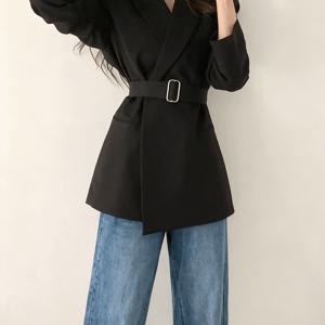 TEMU 여성용 봄 가을 데일리 캐주얼 긴팔 정장 코트 패션 통근 상의 슬림 조절 벨트 정장 트렌치 재킷 SLIM GIRL 슬림소녀