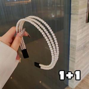 TEMU 치트몰 1+1 진주 머리띠 3단 레이어드 헤어밴드