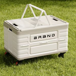 TEMU 대용량 접이식 보관함 다기능 캠핑 필수품 정리함 범용 바퀴 푸시 핸들 자동차 보관함 아웃도어 캠핑테이블 우드상판 폴딩박스 휴대용 캠핑 보관함