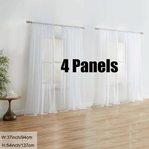 TEMU 4개 세트, 시스루 커튼 패널, 식당, 침실 및 거실용 시스루 보일 빛 차단 창문 커버 커튼 패널