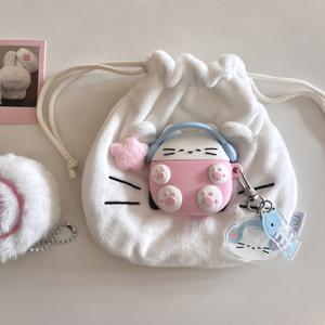 TEMU 귀여운 고양이 이어폰 보호케이스, 에어팟 1 2 3 4 Pro Pro2용 캣펜던트