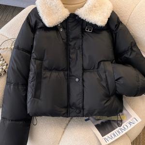 TEMU 빈티지 자켓 - 겨울용 따뜻한 후리스 칼라 코트, 버클 디테일 & 대형 포켓, 릴렉스 실루엣, 버튼 프론트 클로저 (벨트 없음) - 캐주얼 겨울 아우터웨어 (드라이클리닝 권장) - 코트