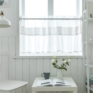 TEMU 1개 프렌치 컨트리 스타일 화이트 시어 커튼 레이스 트림 - 모던 커피숍 & 레스토랑 장식, 빛을 필터링하는 폴리에스터, 쉬운 걸이용 로드 포켓 디자인, 주방, 발코니 또는 베이 윈도우에 완벽, 거실용 커튼