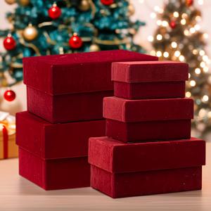 TEMU 5개 세트 우아한 버건디색 뚜껑 포함 선물 상자 - 튼튼한 골판지 구조, 직사각형 고급 포장 (결혼식, 생일, 크리스마스, 기념일), 선물용 선물 상자, 웨딩 답례품 상자, 장식 리본, 종이