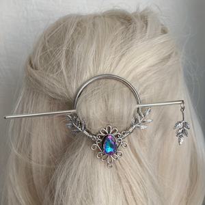 TEMU 빈티지 스타일 바이킹 영감 손으로 만든 헤어 스틱, 꽃, 켈트 리프 디자인 및 타셀 - 드라이 클리닝만, 순금속, 전원 필요 없음, 마녀 선물에 이상적입니다.