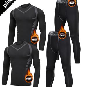 TEMU 4피스 플리스 안감 남성 스포츠 트랙수트 세트: 가을 겨울용 따뜻한 운동복, 아침 러닝 및 야간 훈련용 타이트핏 조거웨어