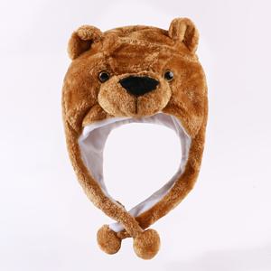 TEMU 남녀공용 만화 갈색 곰 플러시 비니 모자, 폴리에스터 원단 경량 모피 따뜻한 모자, 통합 귀 보호 기능, 야외 거리 파티, 휴일 테마 비늘 모자