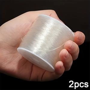 TEMU 2개 대형 스풀 투명 탄성 끈 0.5-1.5mm 두께 - DIY 액세서리 제작용 고신축성 비즈 끈, 팔찌 및 목걸이 만들기 - 내구성 있는 공예 재료, 반짝이는 마감, 매끄러운 질감
