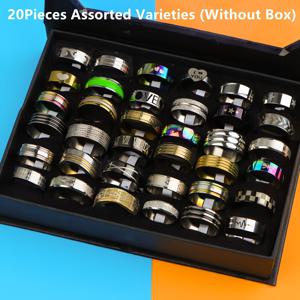 TEMU 20개/세트 패셔너블 우아한 프린팅 스테인리스 스틸 남녀공용 반지 혼합 스타일 심플 파티 일상 착용 매치 액세서리 세트(박스 미포함)|반지