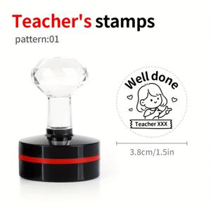 TEMU 교사 이름 스탬프와 격려 문구 - 내구성 있는 ABS 소재, 성적 평가 및 숙제 및 교실 관리를 위한 투명 보석 디자인 - 학교 및 사무용으로 완벽함, 보석 장식 | 품질 높은 제작, 선생님 선물