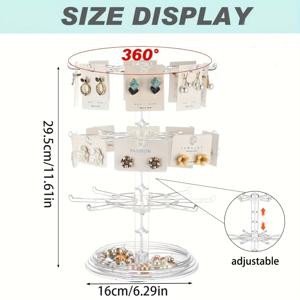 TEMU 1개 3단 투명/블랙 주얼리 디스플레이 스탠드, 데스크탑 회전식 수납 랙, 목걸이, 귀걸이, 팔찌, 펜던트, 키체인 및 기타 일상 생활 정리 주얼리 랙, 머리끈, 헤어 로프 디스플레이 랙 컨테이너용