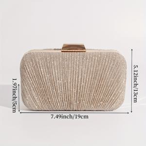TEMU 여성용 이브닝 클러치 백 - 골든톤 체인 스트랩이 있는 반짝이는 글리터 파티 퍼스, 우아한 정장 및 캐주얼 의상, 안전 버클 잠금장치, 결혼식, 갈라, 밤 외출용 시크한 이브닝 백 - 화려한 여성 액세서리, 세련된 공예