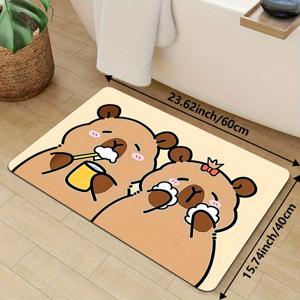 TEMU 귀여운 만화 카피바라 욕실 매트 디자인, 부드러운 폴리에스터 소재, 세탁기 사용 가능, 욕실, 복도, 주방, 방 및 발코니 장식에 적합, 재미있는 디자인 | 실용적이고 다용도 | 훌륭한 선물 아이디어