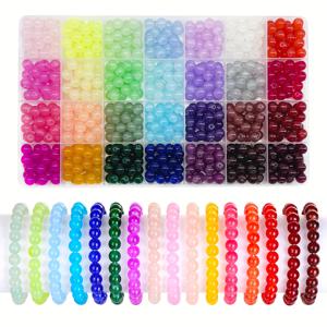 TEMU 700개 8mm 라운드 유리 비즈, 28색 팔찌 및 DIY 공예용, 보석 제작 재료, 광택 마감 비즈, 매끄러운 질감, 창의적인 프로젝트, 고급스러운 비즈, 고품질 비즈, 용품