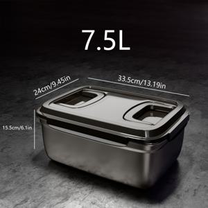 TEMU 대용량 304 스테인리스 스틸 식품 보관 용기. 재사용이 용이하고 세척이 간편하며 손잡이가 달려 있어 과일, 육류 및 곡물 정리를 위한 훌륭한 크리스마스 선물입니다.|냉동고|트라이탄밀폐용기