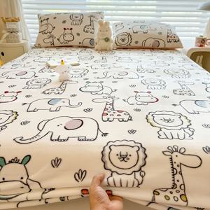 TEMU 프린팅 밀크벨벳 피트드 시트, 따뜻하고 포근한 플란넬 침대시트, 사계절 내내 초부드러운 편안함. 폴리에스터 섬유로 제작된 솔리드 컬러 밀키 스완 디자인 조합; 베개커버나 베개는 포함되지 않으며 세탁기 사용 가능하여 관리가 쉬움|이불