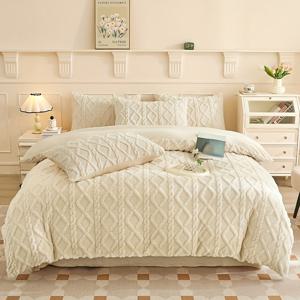 TEMU 3피스 유럽 스타일 라이트 럭셔리 단색 이불 커버 세트, 속통 없음, 부드럽고 피부 친화적, 가정 침실 및 게스트룸에 적합, 세척 용이, 세탁기 사용 가능, 다양한 사이즈 옵션 (이불 커버 1개, 베갯잇 2개 포함)