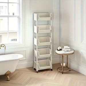 TEMU 5단 수납 카트 (4바퀴), 침실 및 거실에 적합, 다용도 이동 랙, 욕실 및 기숙사 정리함, 가정용 수납 랙 (식품 접촉 불가)