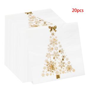 TEMU 20/40/100개 골드 & 화이트 크리스마스 트리 냅킨 - 우아한 눈송이 & 가지 디자인과 골드 팁, 크리스마스 디너, 생일 파티 장식, 테이블 세팅용 고급 종이 테이블웨어 (대용량 팩) - 크리스마스, 새해, , 파티 이벤트용 럭셔리 파티 용품