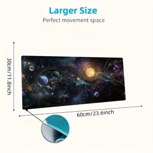 TEMU 아티스틱 디자인 갤럭시 마우스 패드 - 생동감 넘치는 태양계와 우주 패턴, 폴리에스터 소재, 사무실, 게이밍 또는 생일 선물에 완벽, 직사각형 디자인, 작업 공간 또는 게이밍 세팅에 이상적, 데스크탑 마우스 패드