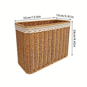 TEMU 크리스마스 수제 레이스 트림 매거진 및 신문 보관 바구니, 스타일 데스크탑 파일 정리함, 소파 및 커피 테이블 갭 매거진 홀더, 선반 바구니